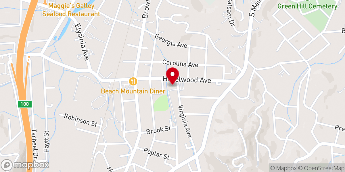 Map showing location of Hazelwood Baptist Church