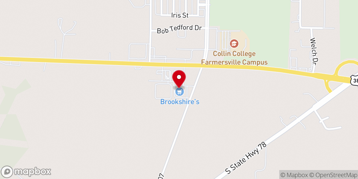 Map showing location of Brookshire's