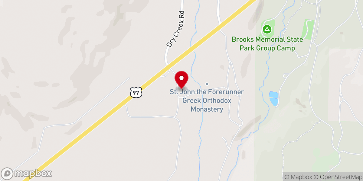 Map showing location of St. John the Forerunner Monastery