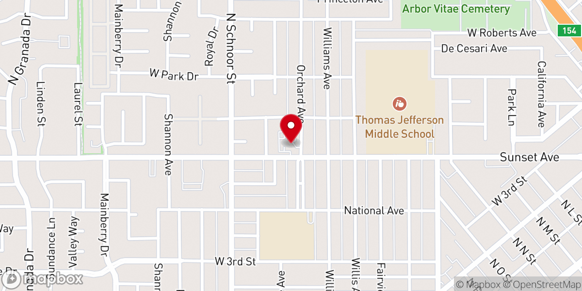 Map showing location of Sunset Avenue Church of Christ