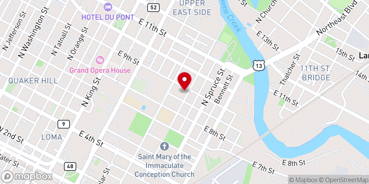 Map showing location of Central Baptist Church
