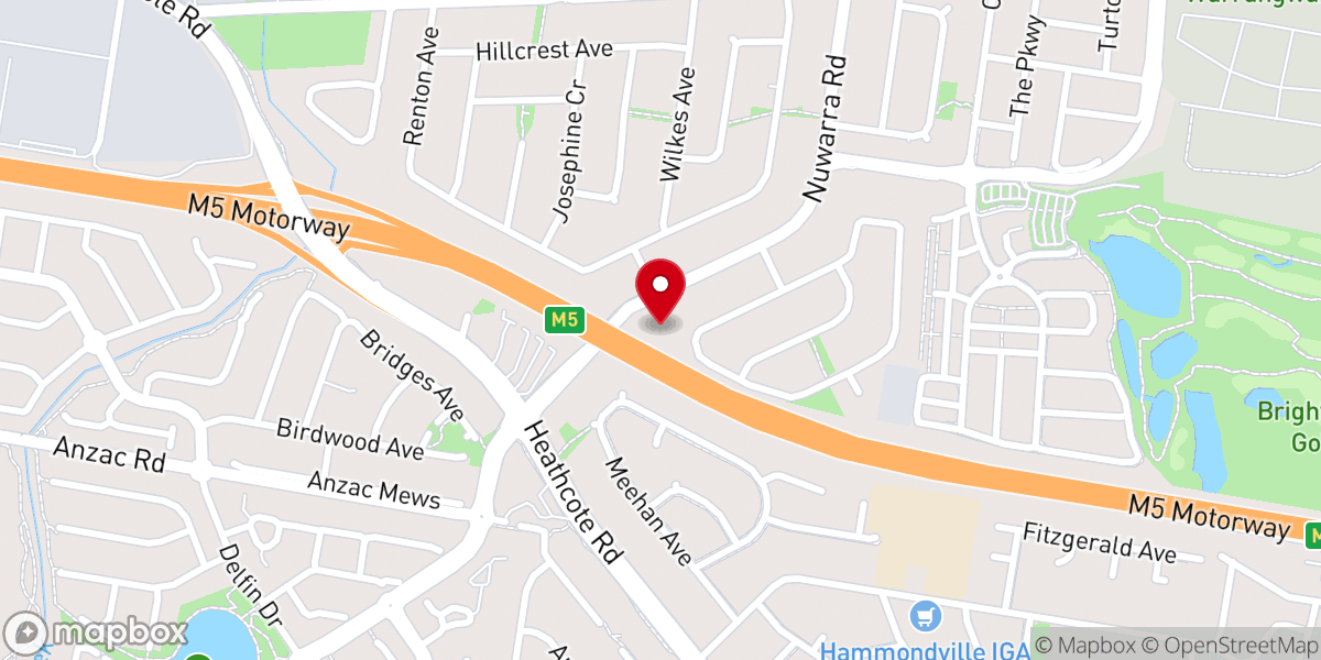 Map showing location of Fellowship Baptist Church, Moorebank.