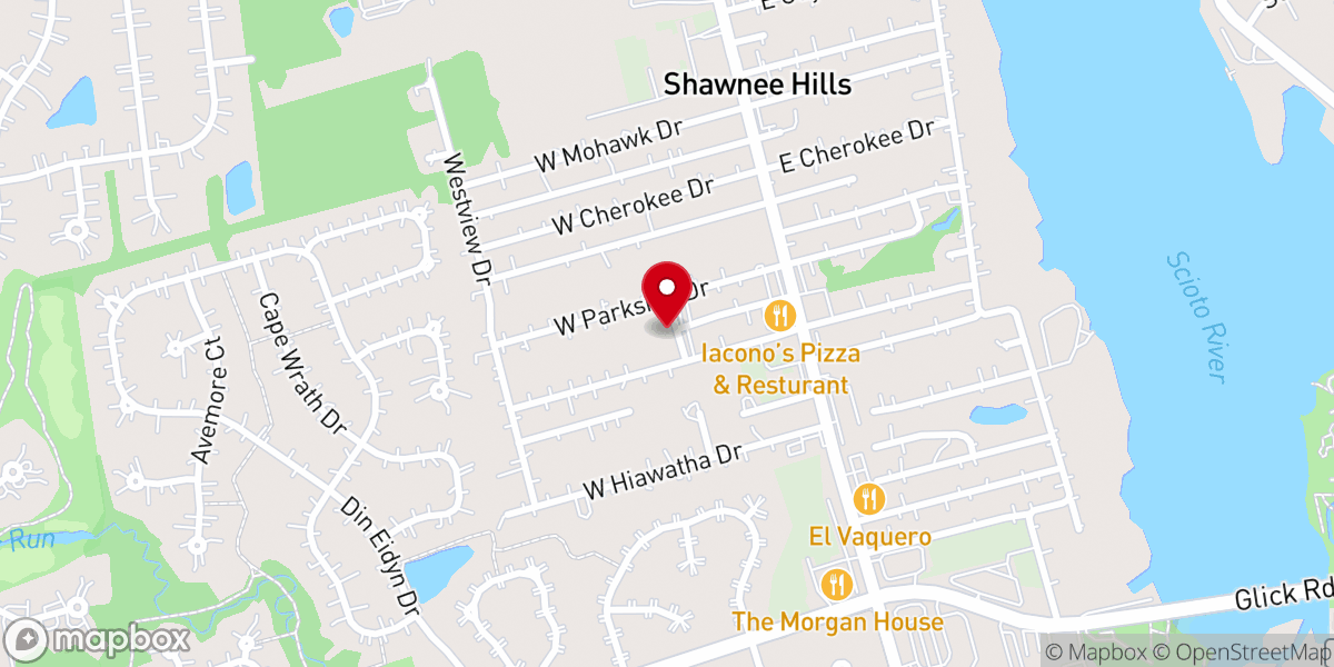 Map showing location of Dublin-Powell Church of Christ