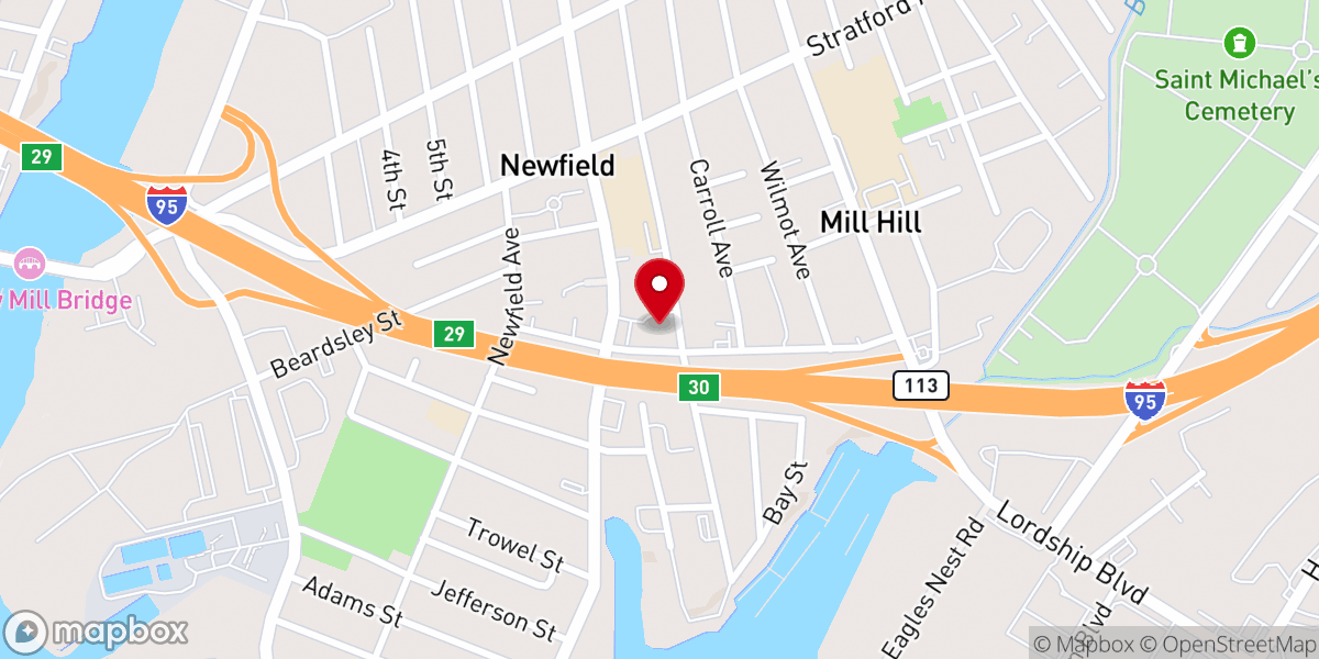 Map showing location of Blessed Sacrament Catholic Church