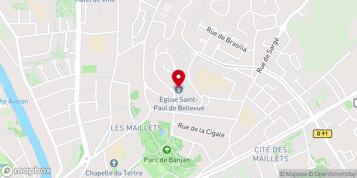 Map showing location of Église Saint-Paul De Bellevue