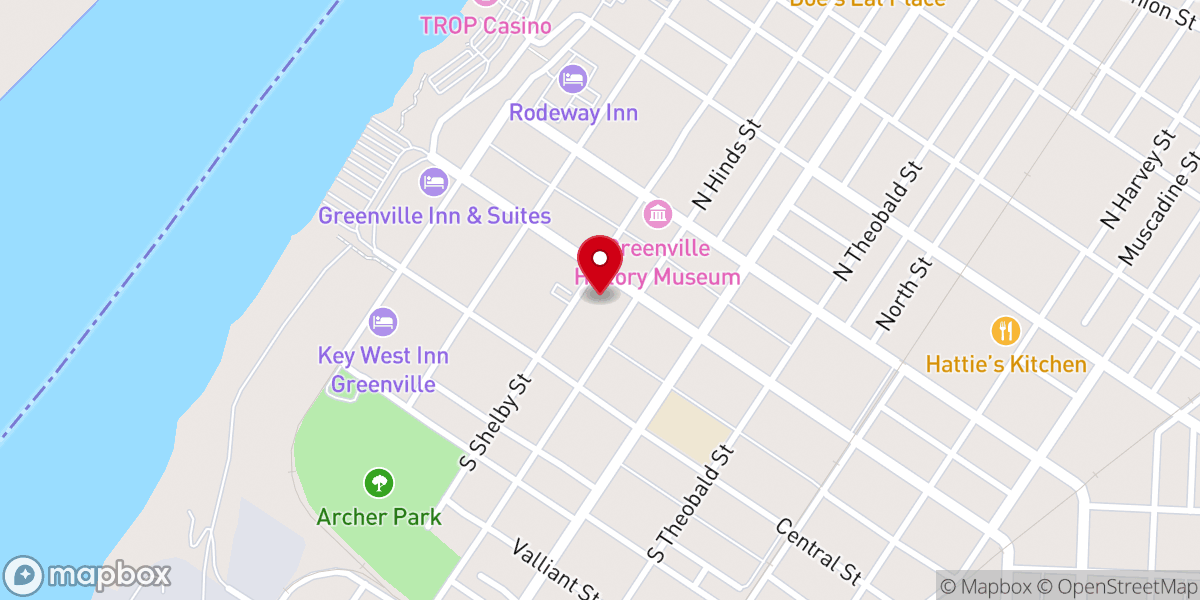 Map showing location of First Baptist Church Greenville