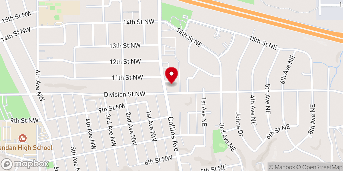 Map showing location of First Baptist Church-Mandan