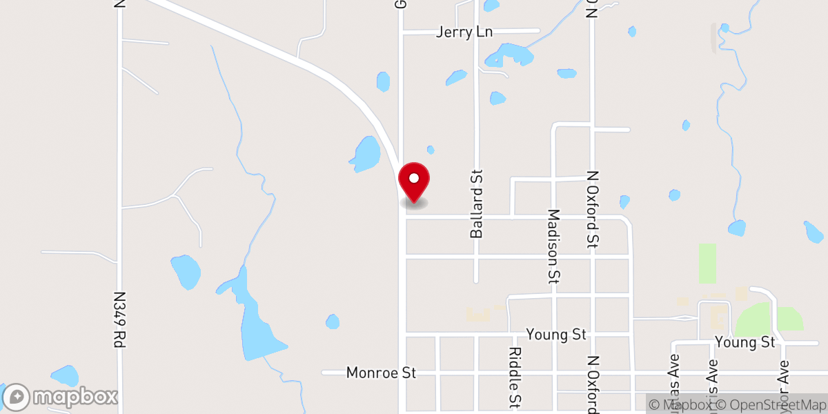 Map showing location of First Baptist Church, Maud