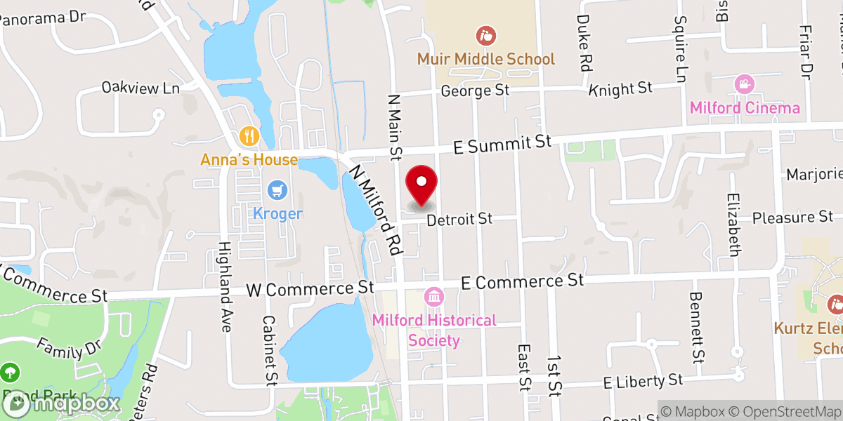 Map showing location of First Baptist Church-Milford