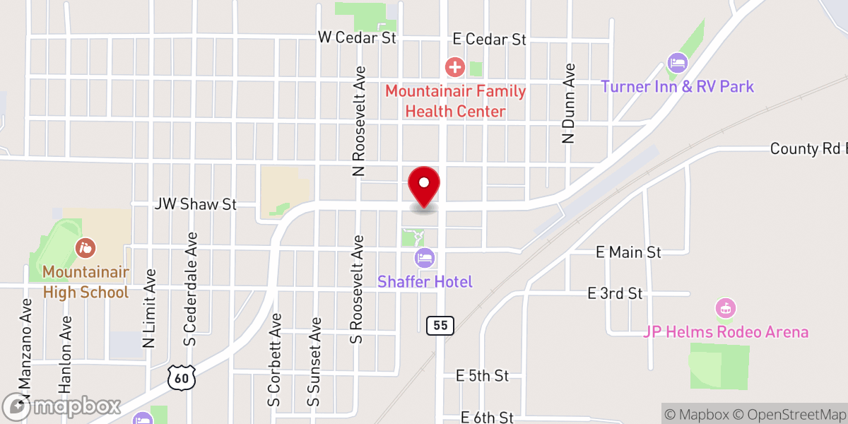 Map showing location of First Baptist Church Mountainair
