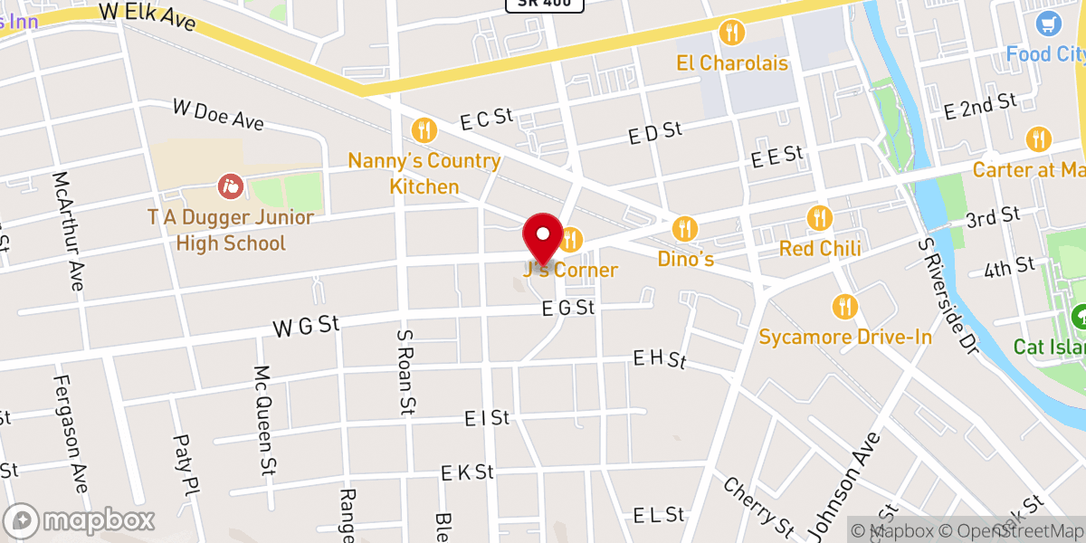 Map showing location of First Baptist Church of Elizabethton
