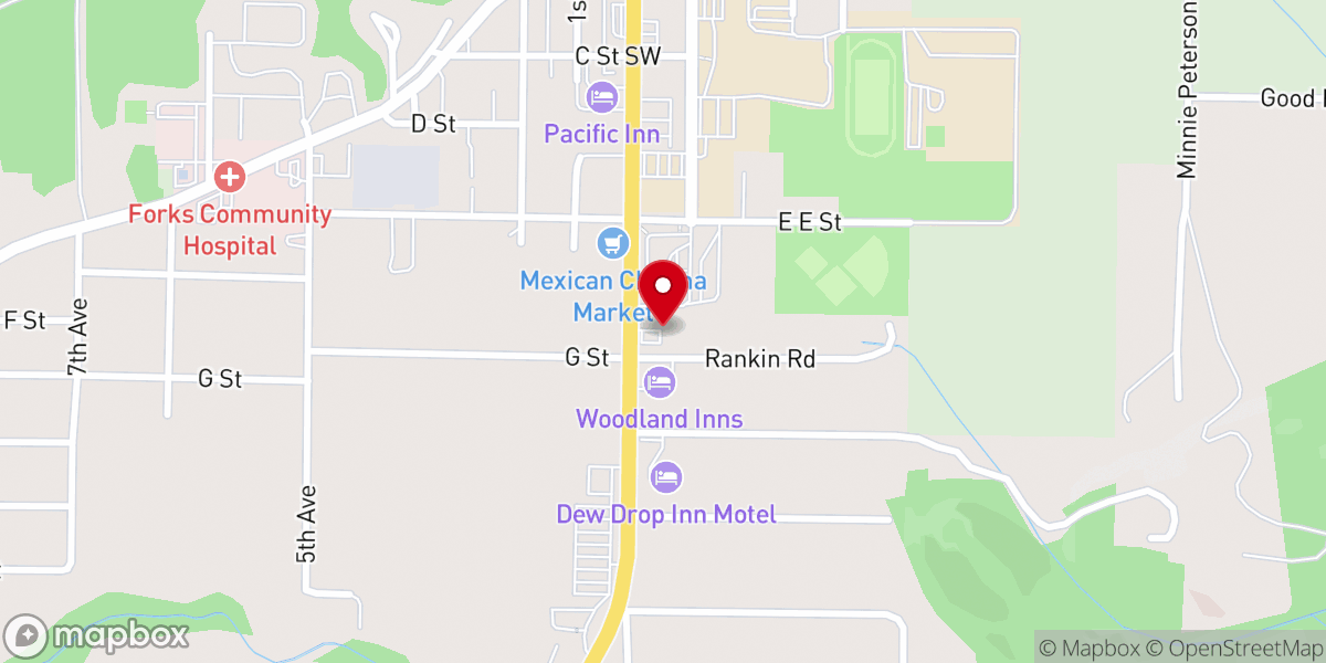 Map showing location of First Baptist Church of Forks