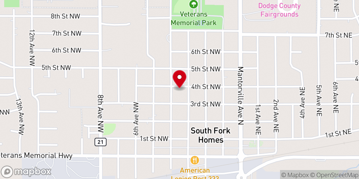 Map showing location of First Baptist Church of Kasson