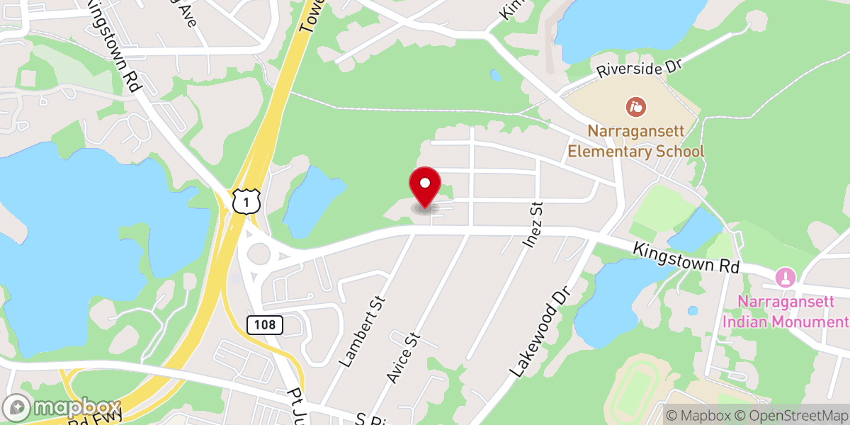 Map showing location of First Baptist Church of Narragansett