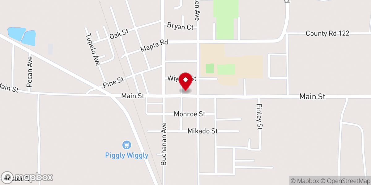 Map showing location of First Baptist Church of Nettleton