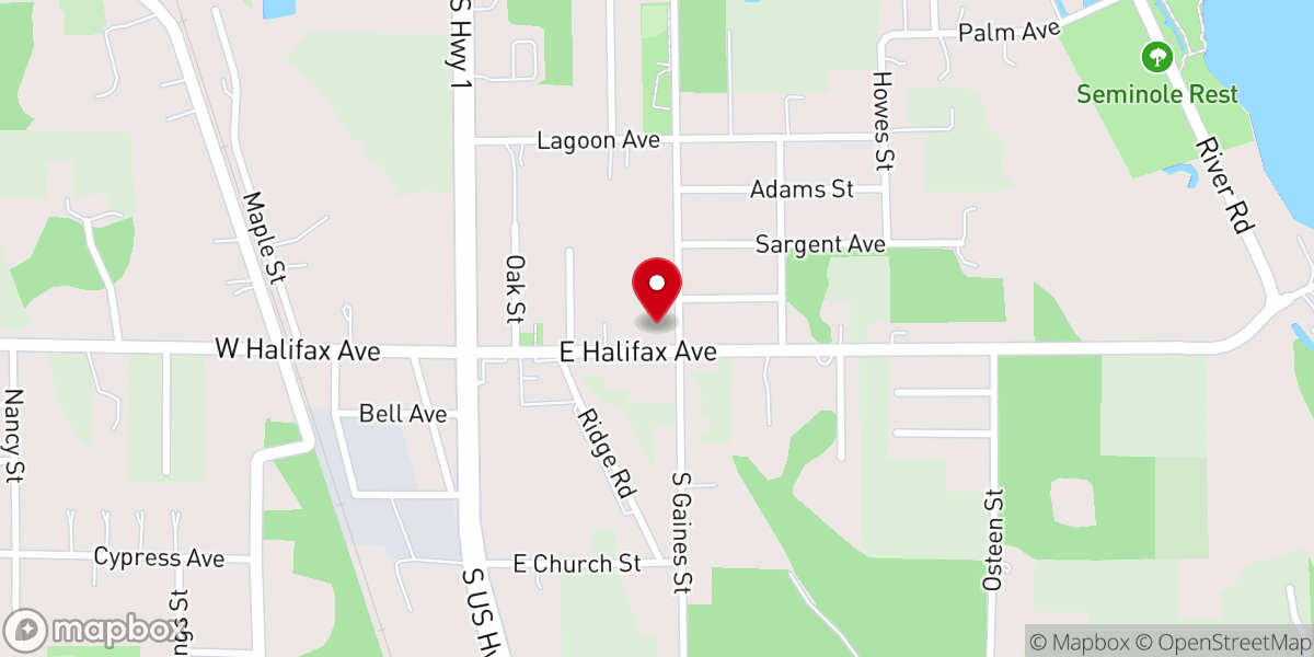 Map showing location of First Baptist Church of Oak Hill