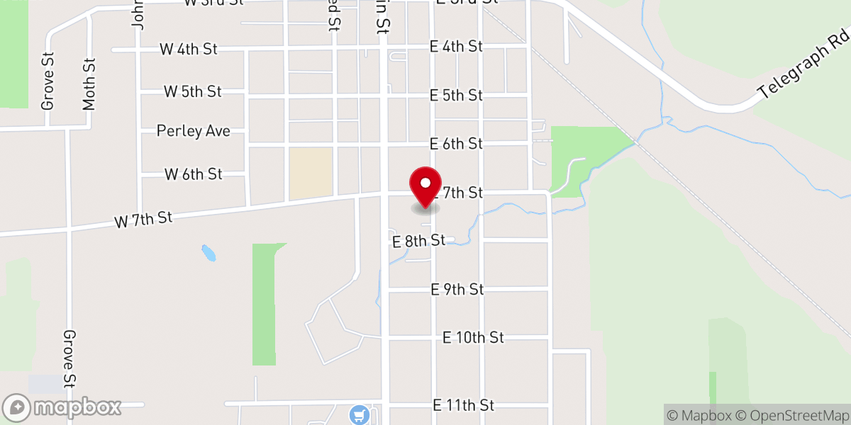 Map showing location of First Baptist Church of Pecatonica