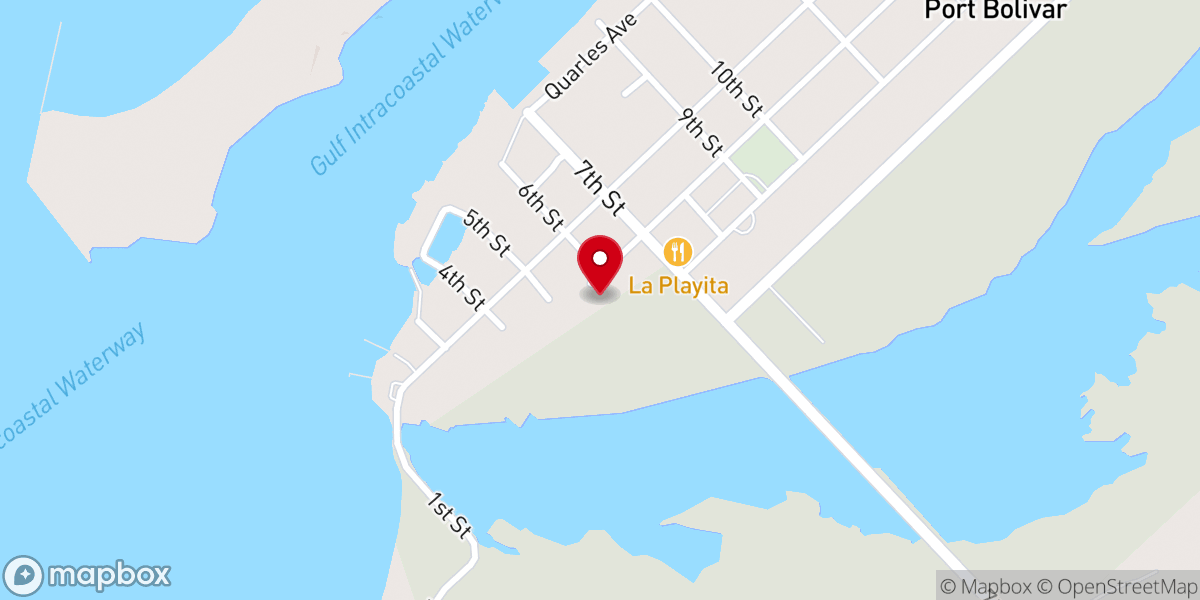 Map showing location of First Baptist Church of Port Bolivar