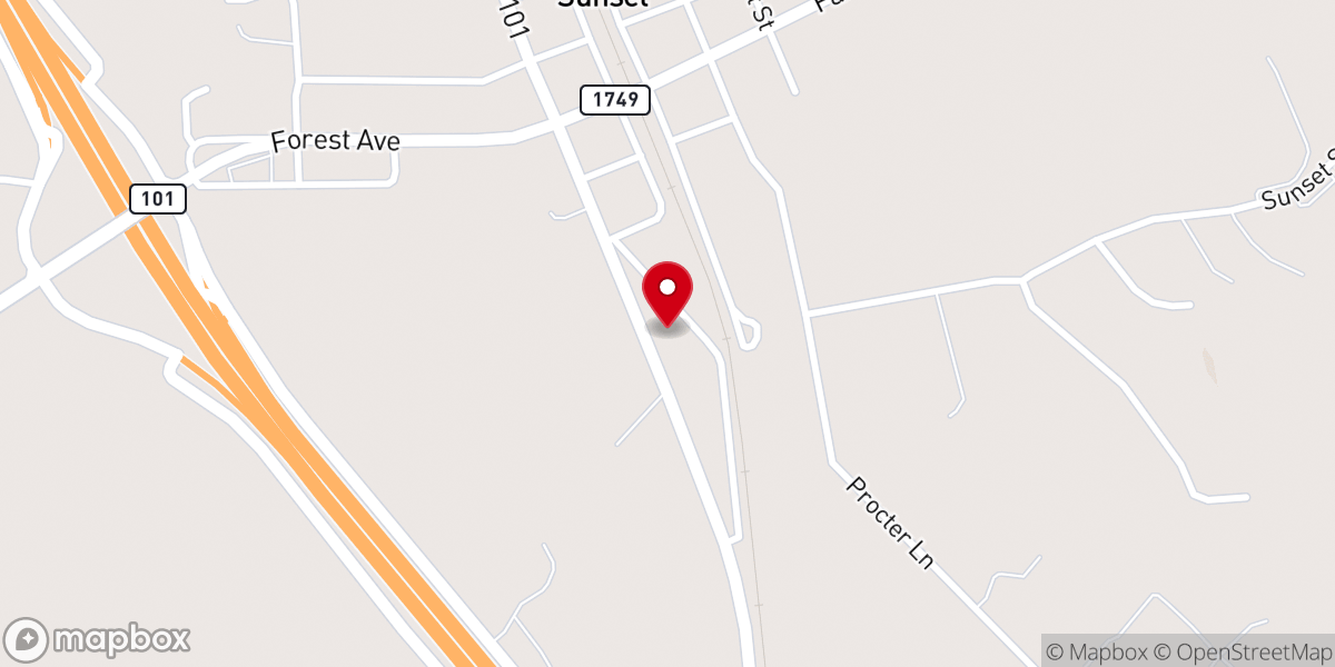 Map showing location of First Baptist Church of Sunset