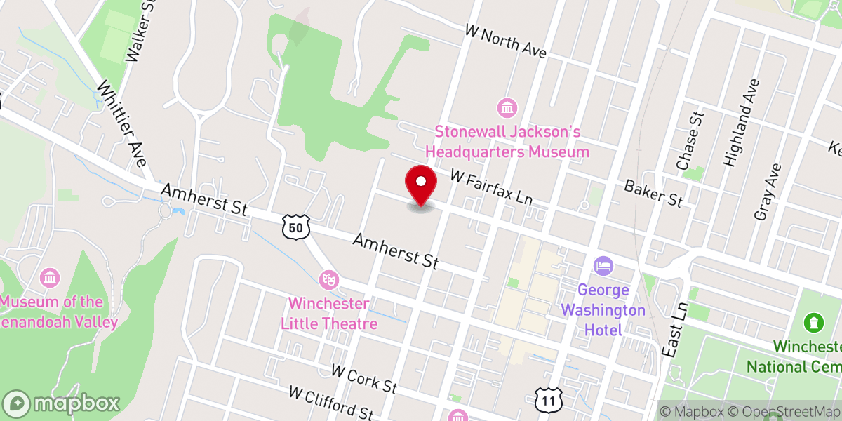 Map showing location of First Baptist Church Of Winchester