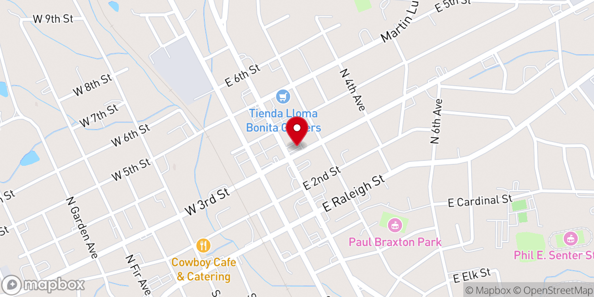 Map showing location of First Baptist Church Parking Lot