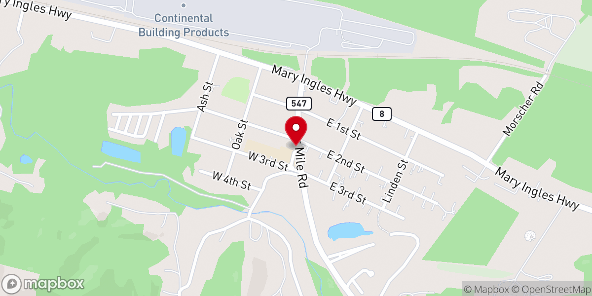 Map showing location of First Baptist Church- SIlver Grove