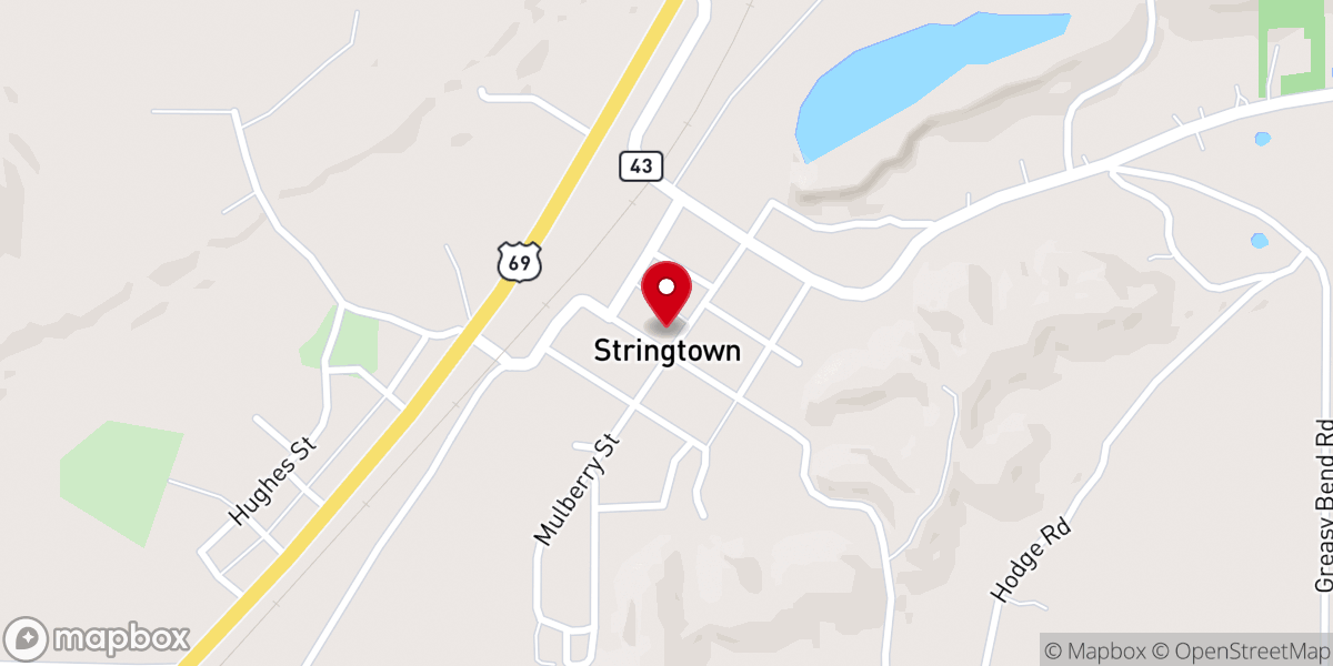 Map showing location of First Baptist Church-Stringtown Oklahoma