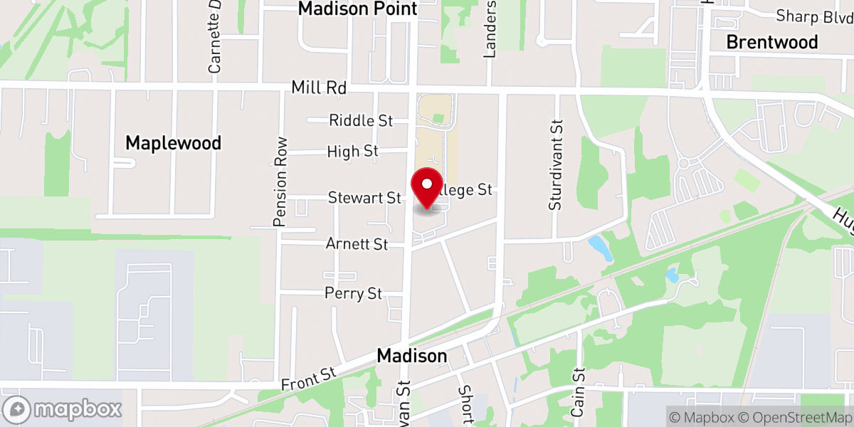 Map showing location of First Baptist Madison Church