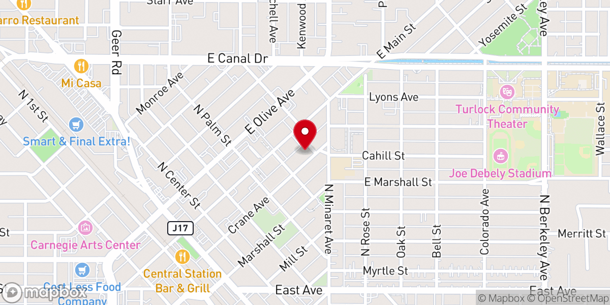 Map showing location of First Christian Church of Turlock