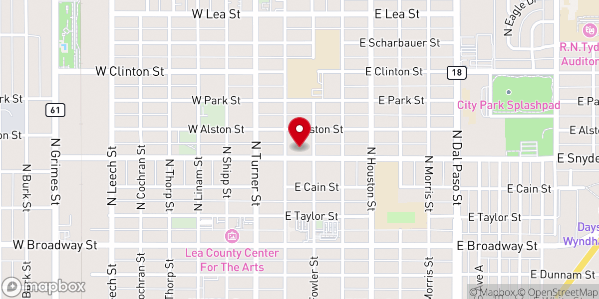 Map showing location of First Methodist Church Hobbs