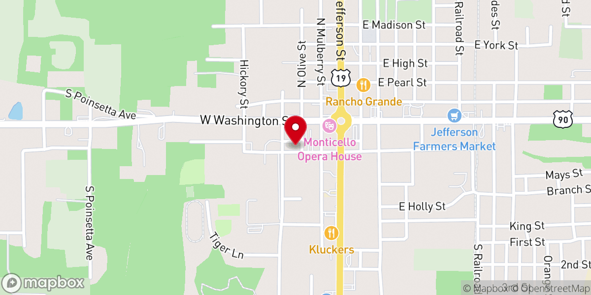 Map showing location of First Methodist Church of Monticello