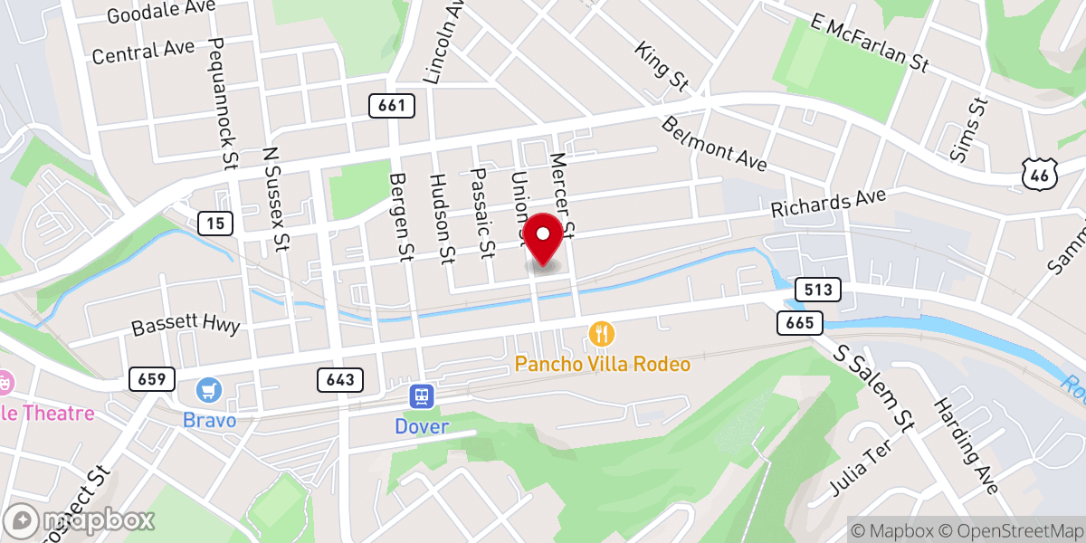 Map showing location of First Pentecostal Church of Dover
