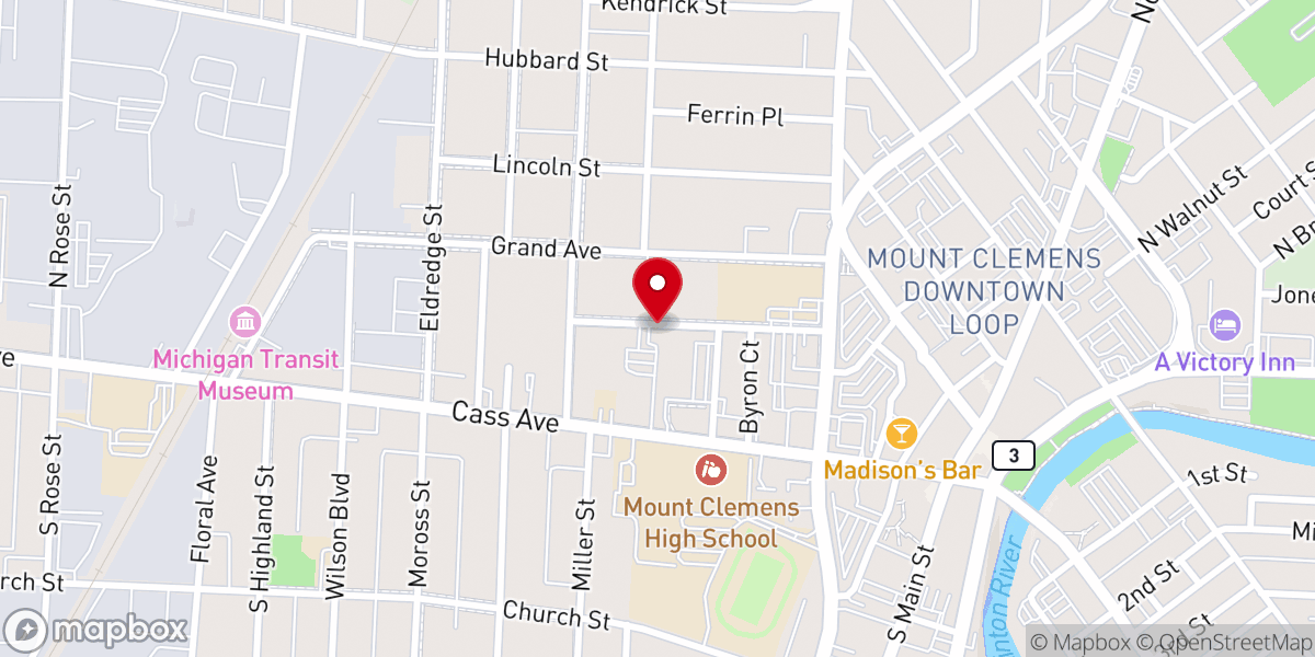 Map showing location of First Presbyterian Church Blessing Box