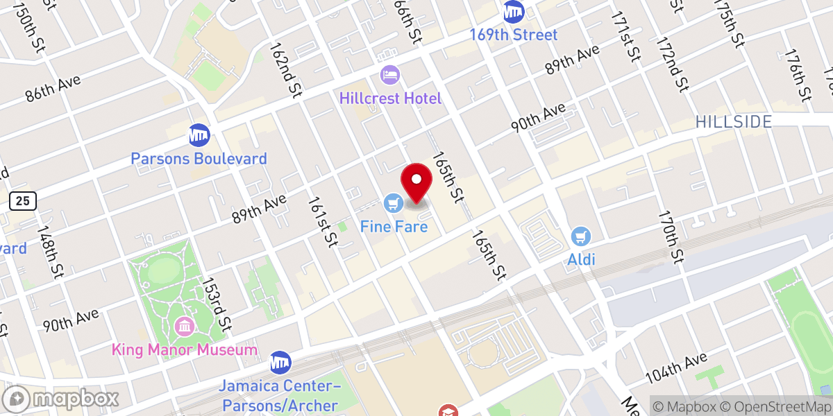 Map showing location of First Presbyterian Church in Jamaica