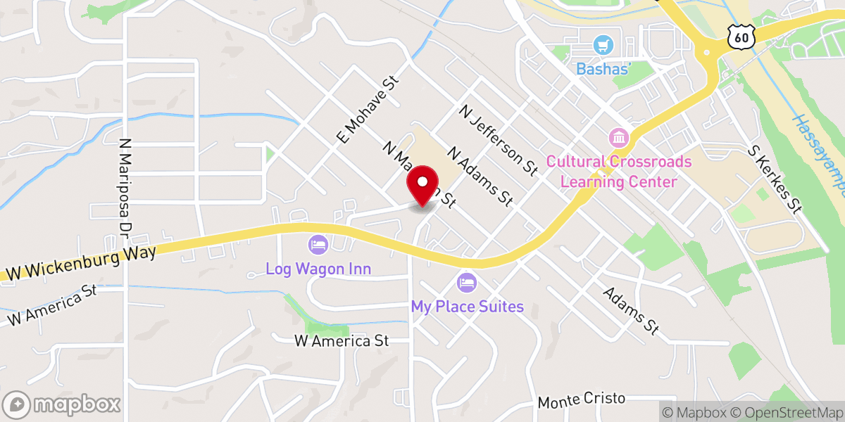 Map showing location of First Southern Baptist Church of Wickenburg