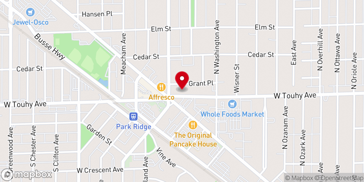 Map showing location of First United Methodist Church of Park Ridge