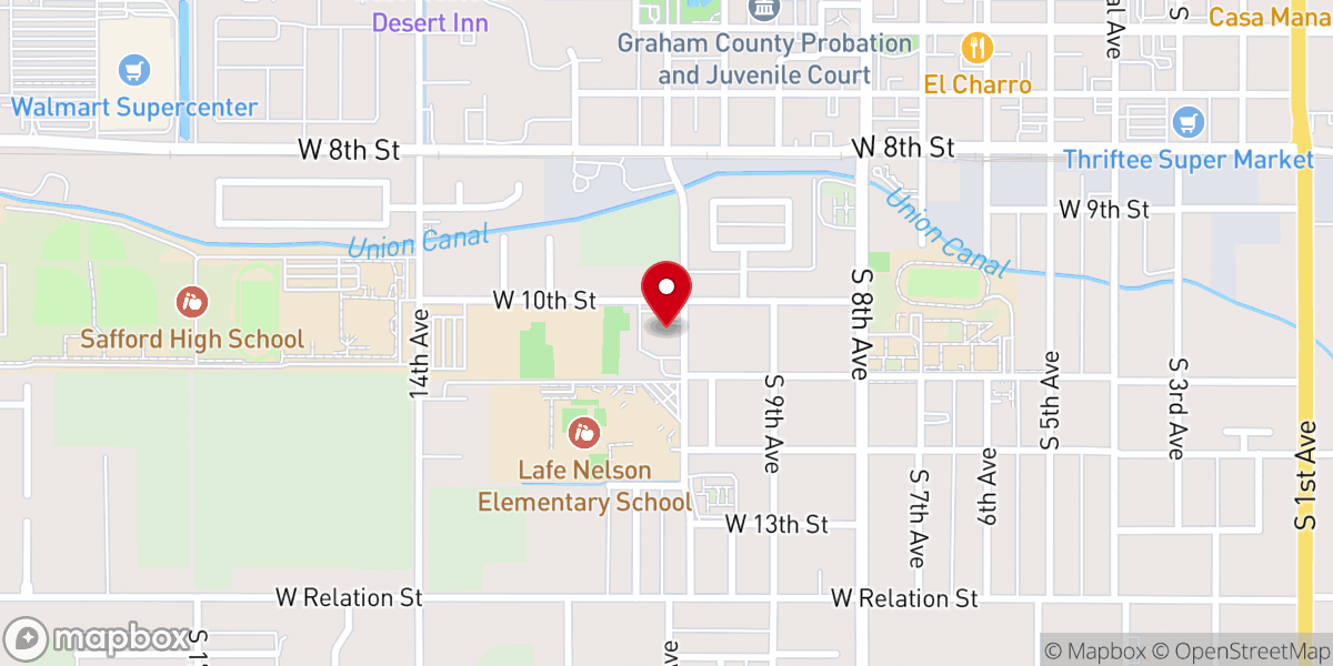 Map showing location of First United Methodist Church of Safford