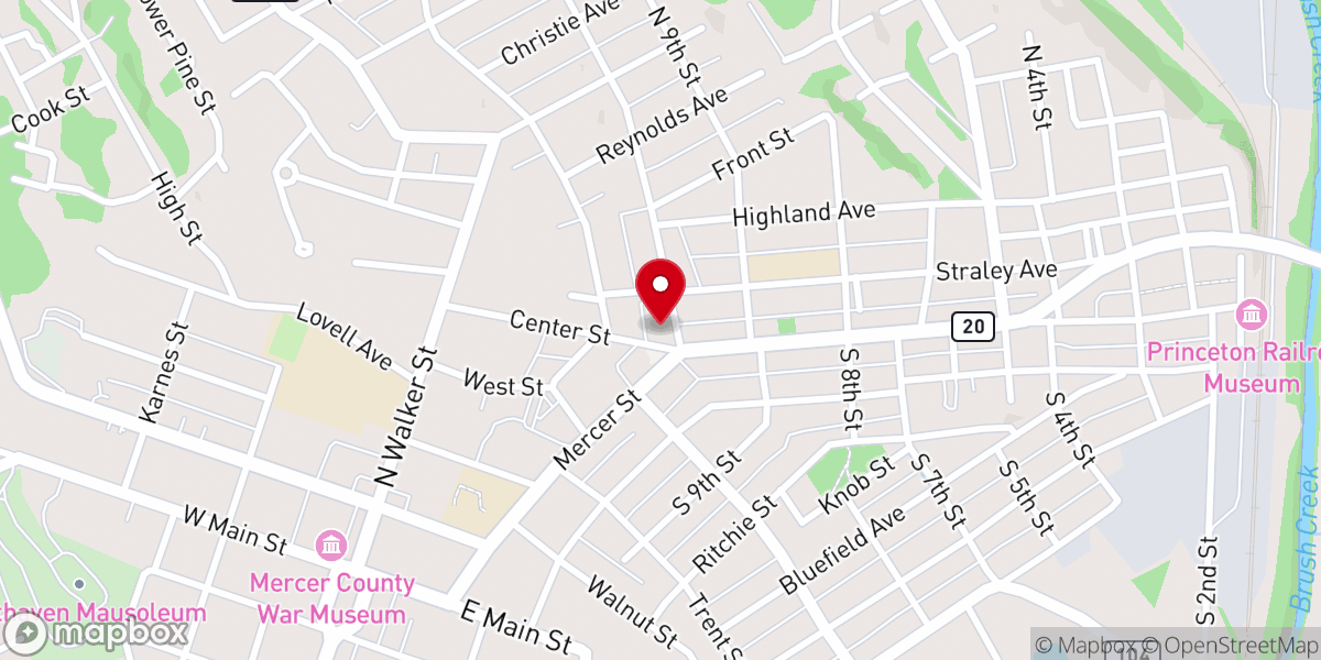 Map showing location of First United Methodist Church, Princeton, WV