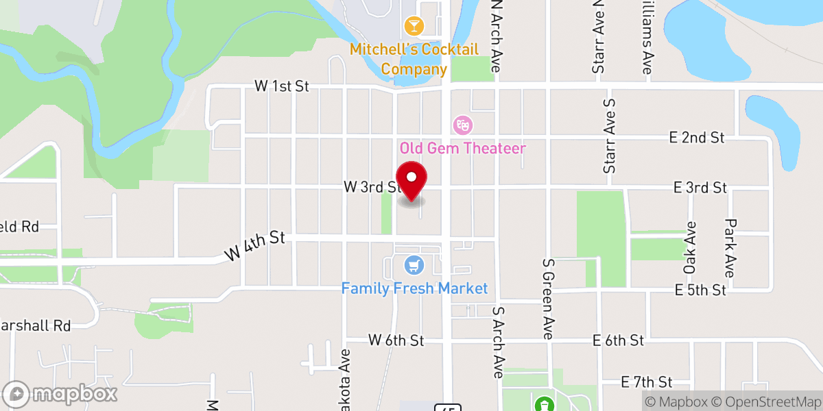 Map showing location of Five Loaves Food Shelf