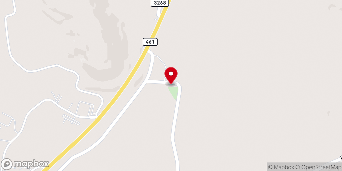 Map showing location of Flat Lick Baptist Church