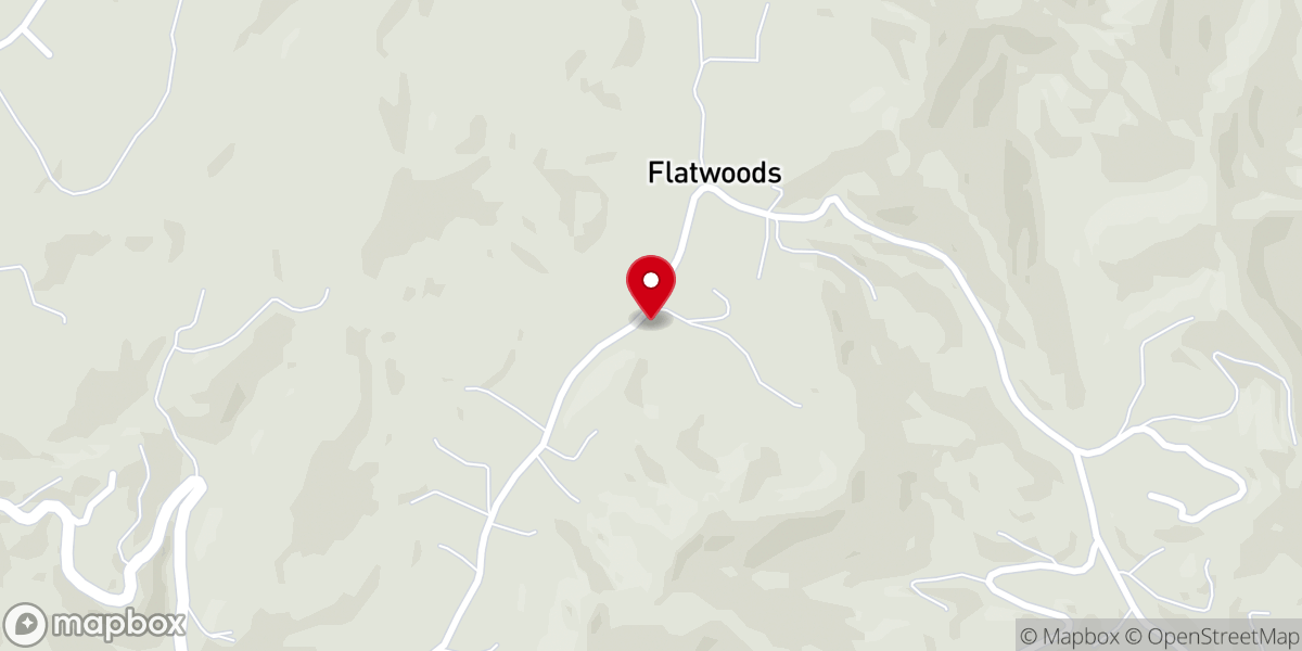 Map showing location of Flatwoods Freewill Baptist Church
