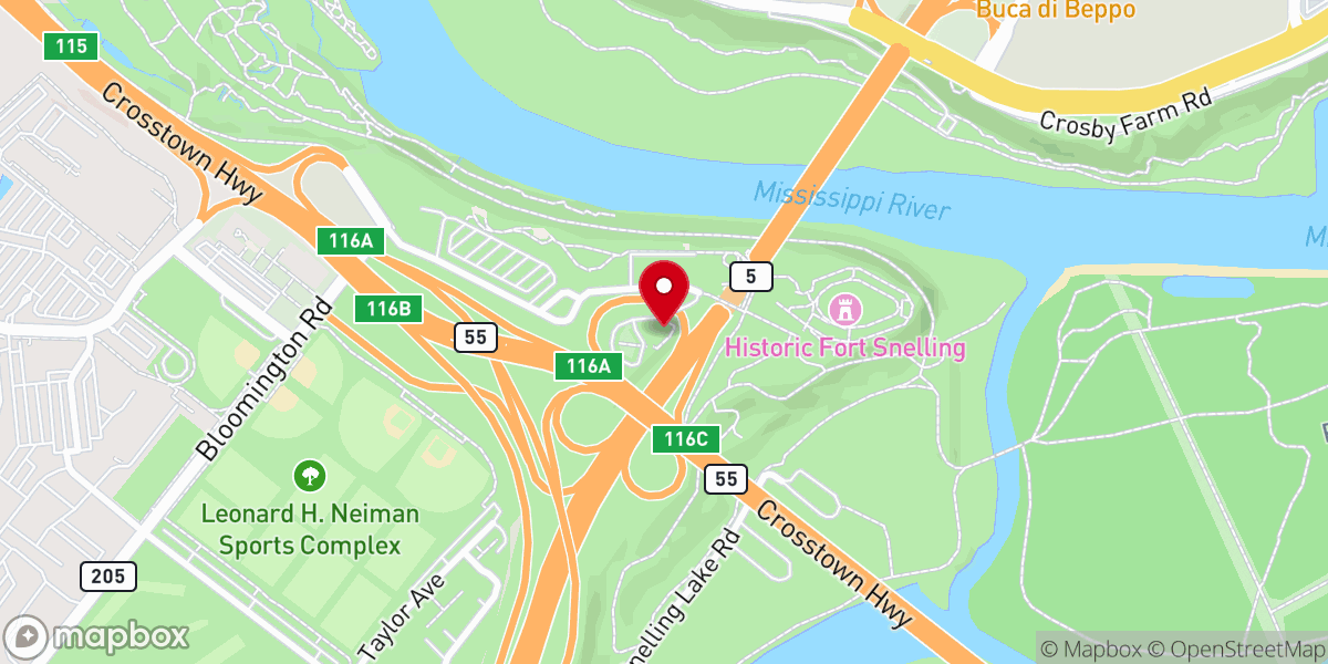 Map showing location of Fort Snelling Memorial Chapel