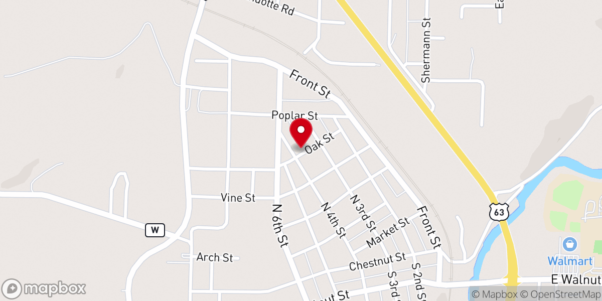 Map showing location of Freewill Baptist Church-Thayer