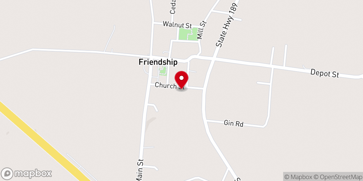 Map showing location of Friendship Fire Department