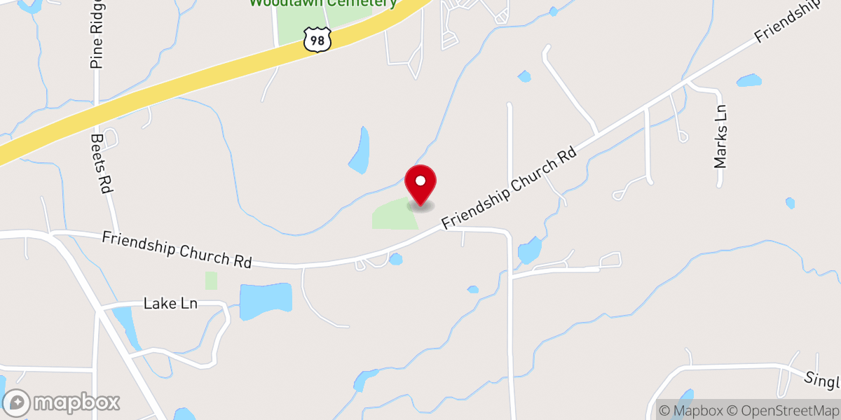 Map showing location of Friendship M.B. Church