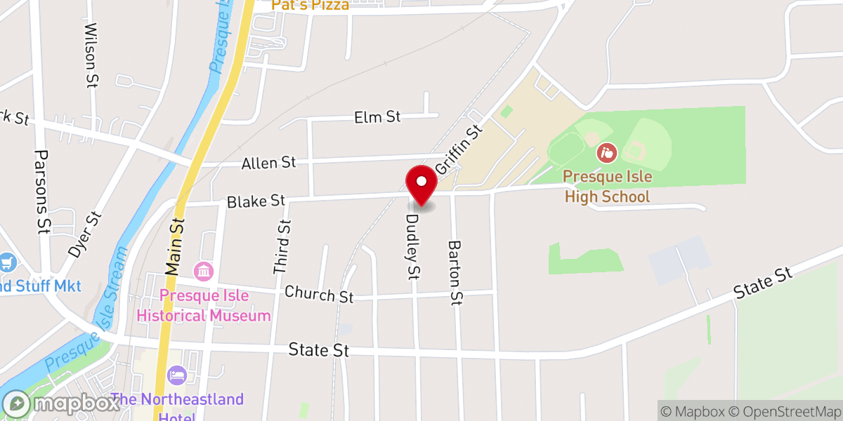 Map showing location of Full Gospel Assembly of Presque Isle