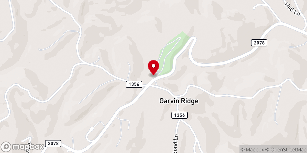 Map showing location of Garvin Ridge Wesleyan Church
