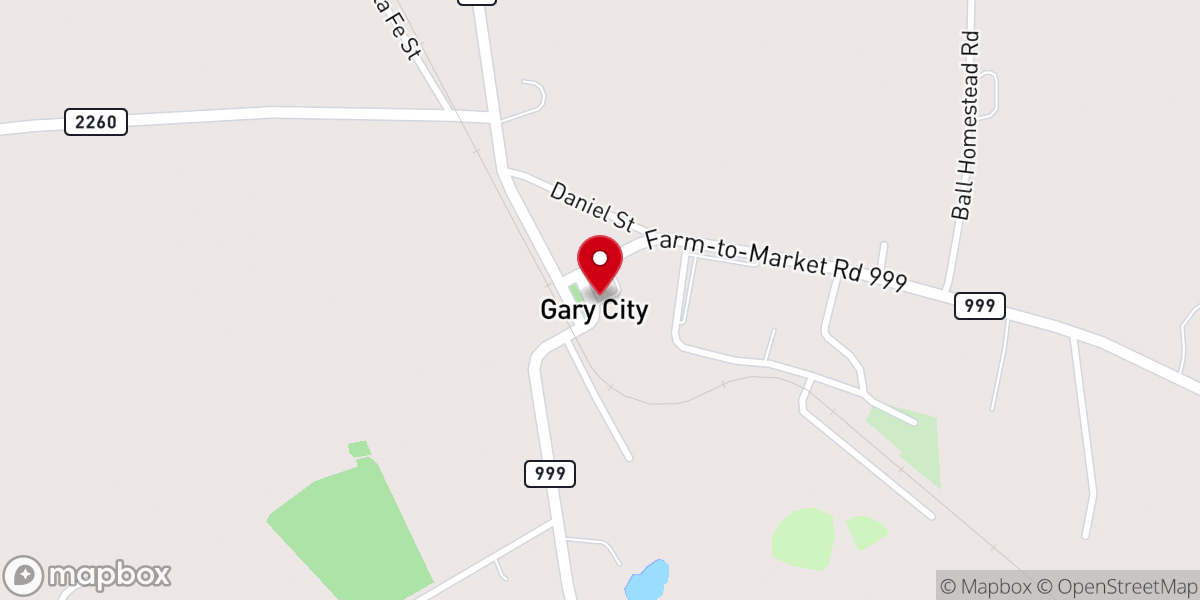 Map showing location of Gary City Hall