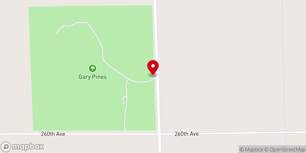 Map showing location of Gary Pines