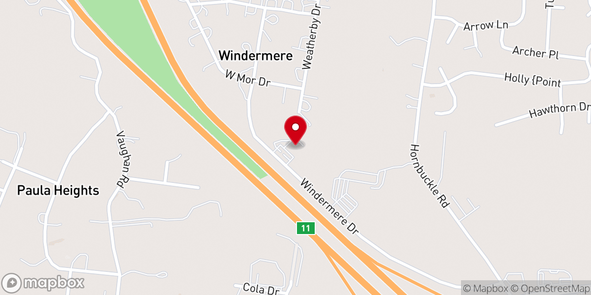 Map showing location of Gateway Christian Church